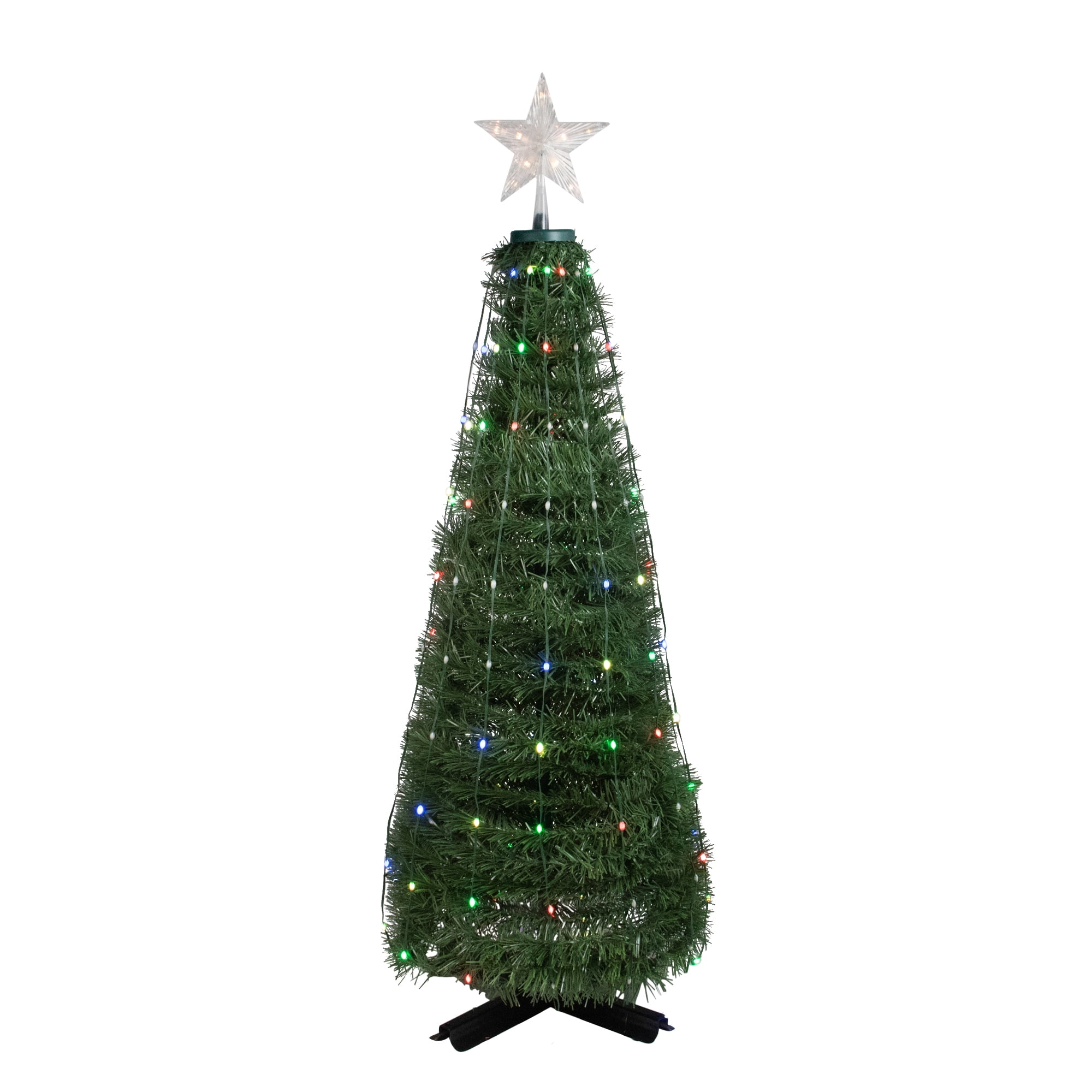 4' Green Color Changing Multiple Function Pop Up Artificial Outdoor Christmas Tree