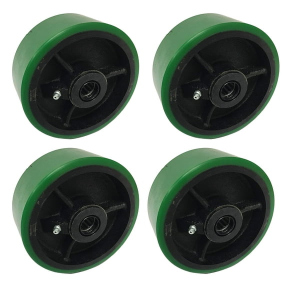 4 Green Polyurethane on Cast Iron 4" Wheel Set with Bearing