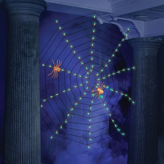 4' Green Web Halloween Lights, 100-Count Halloween Decoration