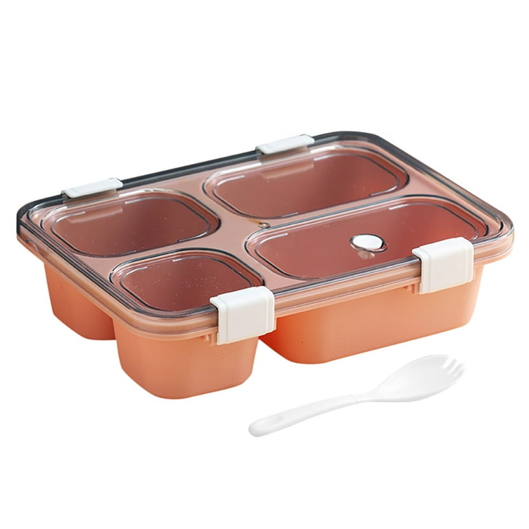 4 Sections Flat Food Bento Lunch Box with Bag Small 550ml Lucky Rab