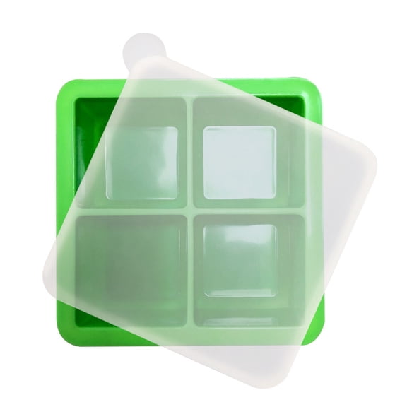 4 Grid Silicone Ice Cube Tray With Lid Large Mould Mold Giant Ice Cubes Square For Juice Drinks Coffee Whiskey Cocktail