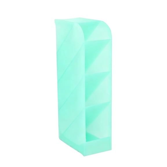 4 Grid Slanted Desk Pen Holder, Plastic Oblique Insert Desktop Stationery Organizer, Multi-Functional Matte Pencil Cup Storage Caddy, Desktop Pen Caddy, Workspace Desk Accessories for Pens, Green