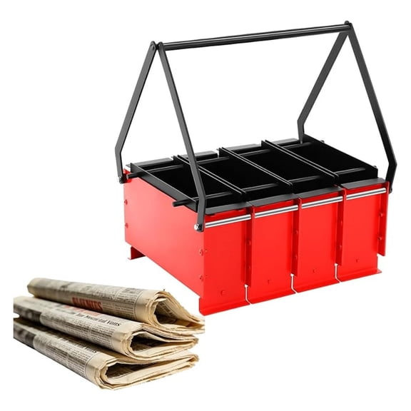 4 Grids Log Briquette Maker, Manual Newspaper Clumping Press, Rectangular Freestanding Spray Molding Environment Protecting Heavy Duty Fire Brick Press Carbon Steel for Homes, Red&Black