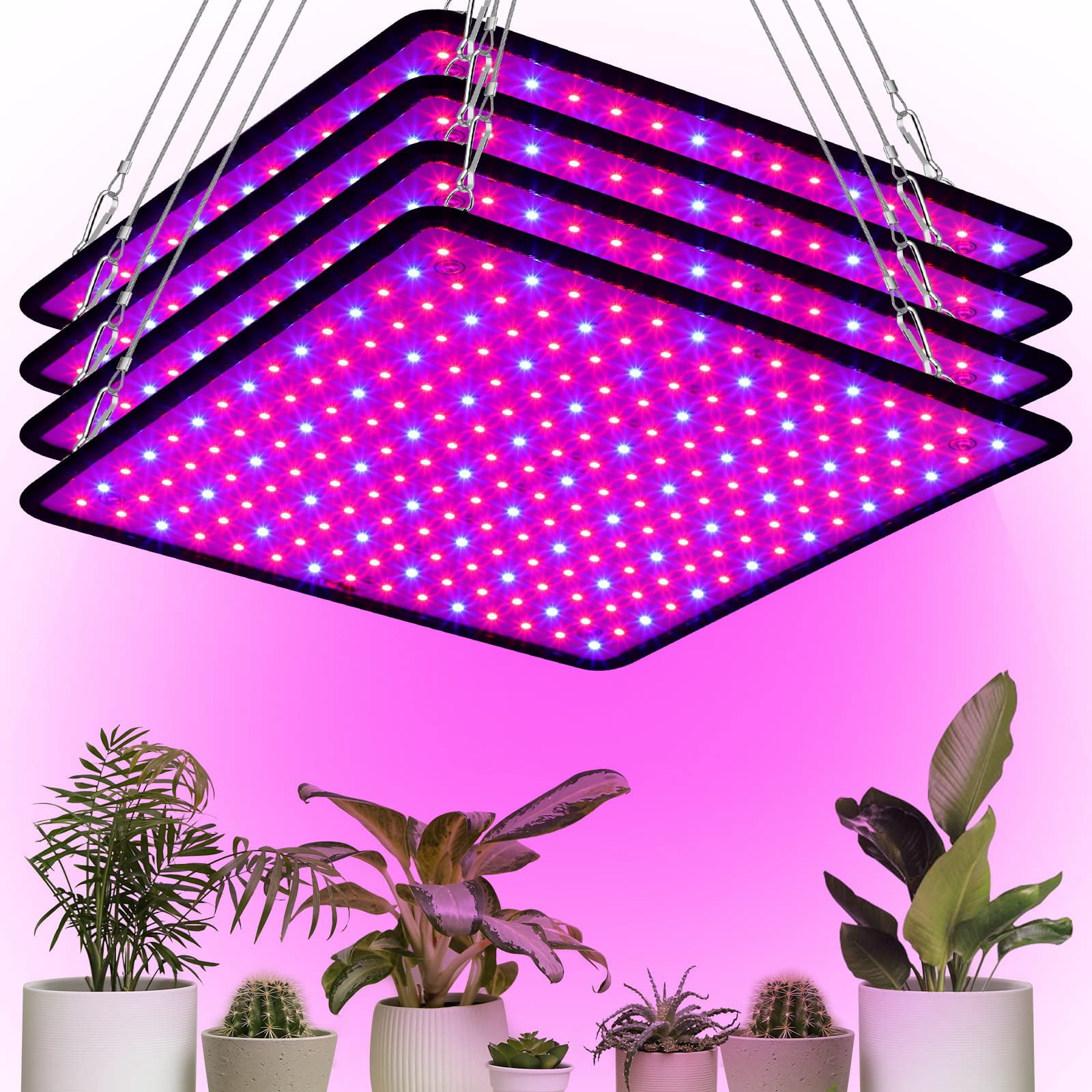 4 Grow Lights Panel 200w Artificial Full Spectrum Lamps With 225 Leds ...