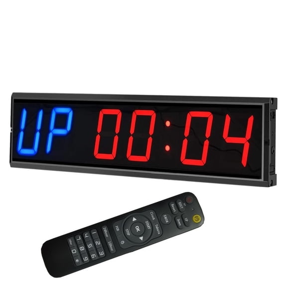 4" Gym Timer Big LED Interval Workout Wall Clock with Time Digital Count Down/Up Stopwatch for Gym Garage Boxing Training