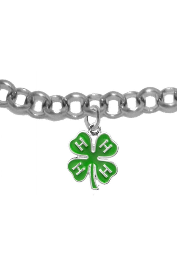 4-H Club Adjustable Charm Bracelet, Hypoallergenic, Safe-No Nickel, No Lead, No Poisonous Cadmium In Metal. Will Not Irritate Anyone With Sensitive Skin2019 Jewelry, Free Shipping, Made In The USA