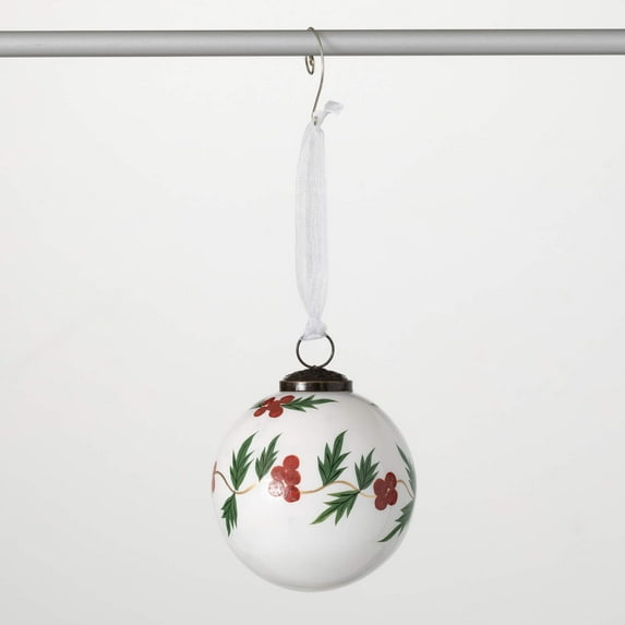 4"H Sullivans Holly Berry Ball Christmas Ornament, Multicolor