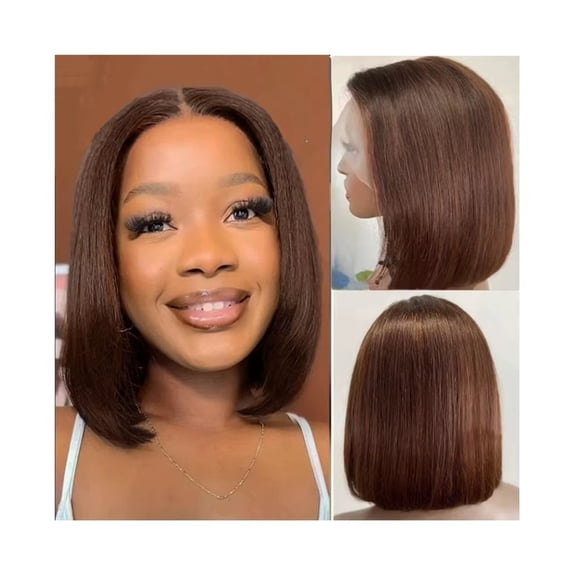 4# HD Transparent Curly Straight Lace Frontal Bob Human Hair Wig 13x4 Lace Front Wig PrePlucked