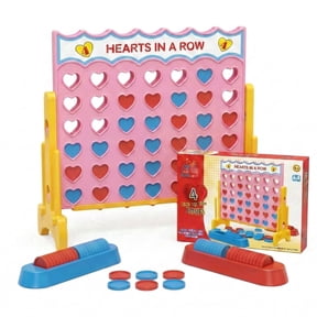 JilMil Toys 4 Hearts in a Row Board Game Drop, Match & Win. Strategy Game for Kids, Family Night, Travel & Parties.