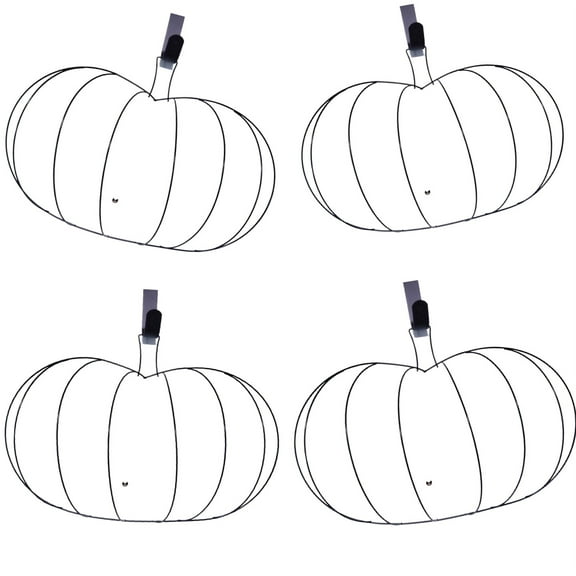 (4) HTL Pumpkin Shaped 3D Metal Wire Wreath Forms, Fall Thanksgiving, Holiday Front Door Wreath Frame 13-inx17.625-in.