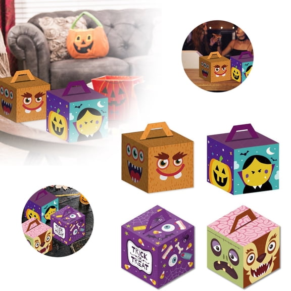 4 Halloween Birthday Gift Box Halloween Trick Or Boxes Pumpkin Box Halloween Birthday Paper Box Halloween Cardboard Box,storage rack
