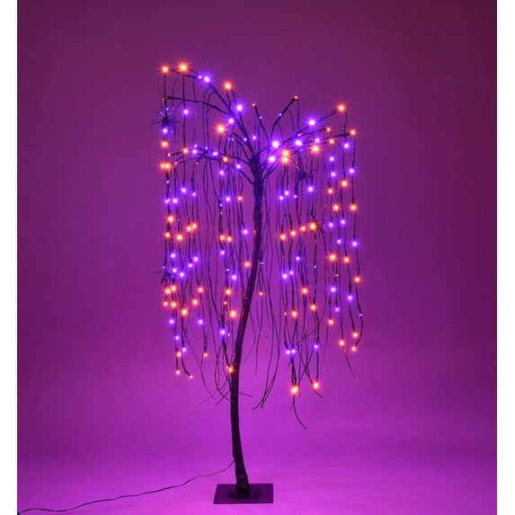 4' Halloween Willow Tree Purple and Orange LEDs