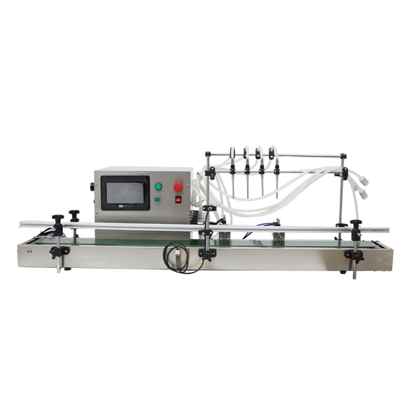 4 Head Automatic Magnetic Pump Filling Machine Desktop Liquid Filler with Conveyor 110V 10-1000ml