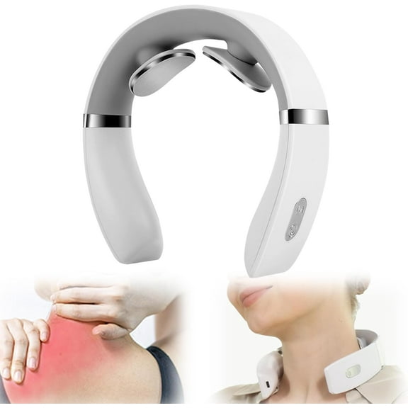 4-Head Electric Massagers Set, Vagus Nerve Stimulator Neck, 6 Modes & 16 Levels, Ergonomic Design, Promote Muscle Relaxation (White)