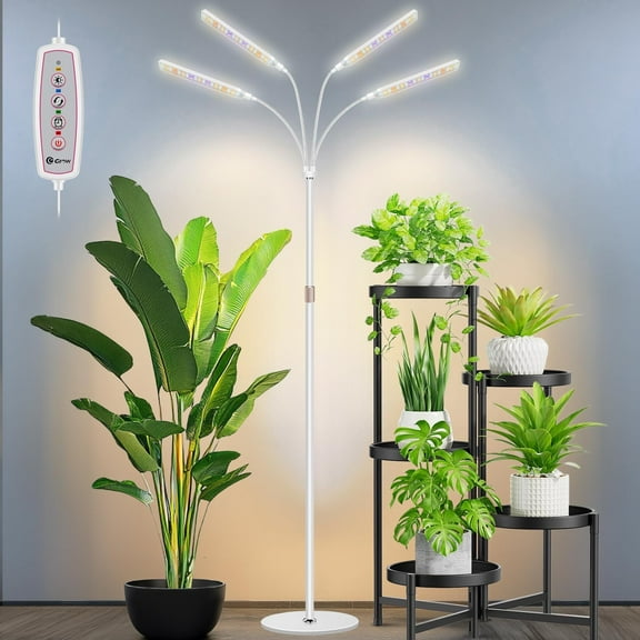 4-Head Full Spectrum Indoor Plant Grow Light with 4/8/12/16 Hour Timer, 3 Color Modes, 5 Brightness Levels, and Adjustable Height from 24 to 68.7 Inches Bestseling
