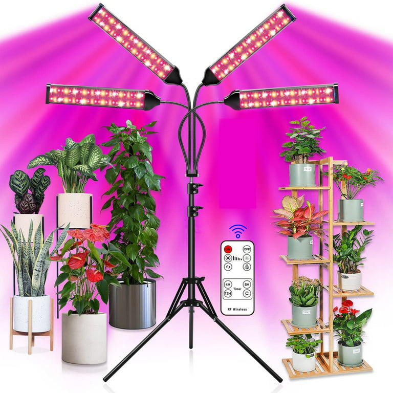 Upgraded Grow Lights for Indoor Plants, 200W 432 LEDs Full Spectrum Plant  Grow Light with 60 inch Extendable Tripod Stand, Dual Controllers, Auto