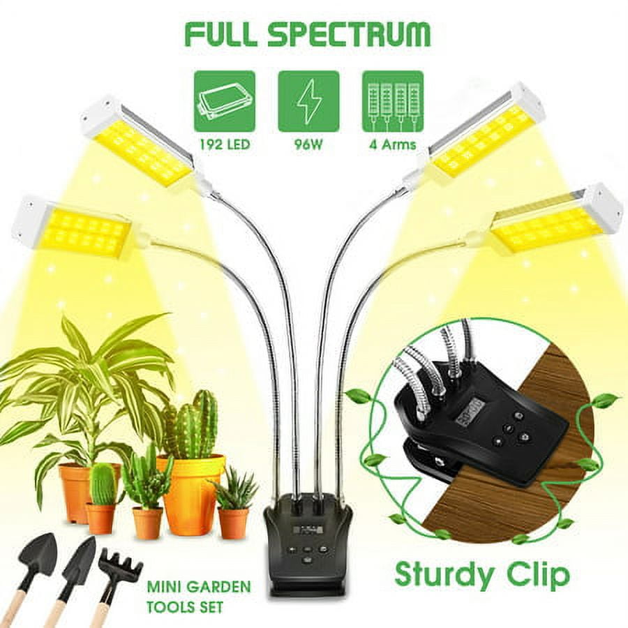 4 Head Grow Lights Full Spectrum Plant Grow Light with Timer, Plant Growing Lamps for Seedlings
