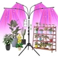 thumbnail image 1 of 4-Head LED Grow Light for Indoor Plants, Plant Light w/ Adjustable Stand (15"-62") & Dual Controllers, Full Spectrum Plant Growing Lights (Red/Blue/Mix), 4/8/12H Timer, 10 Brightness & Auto ON/Off, 1 of 11
