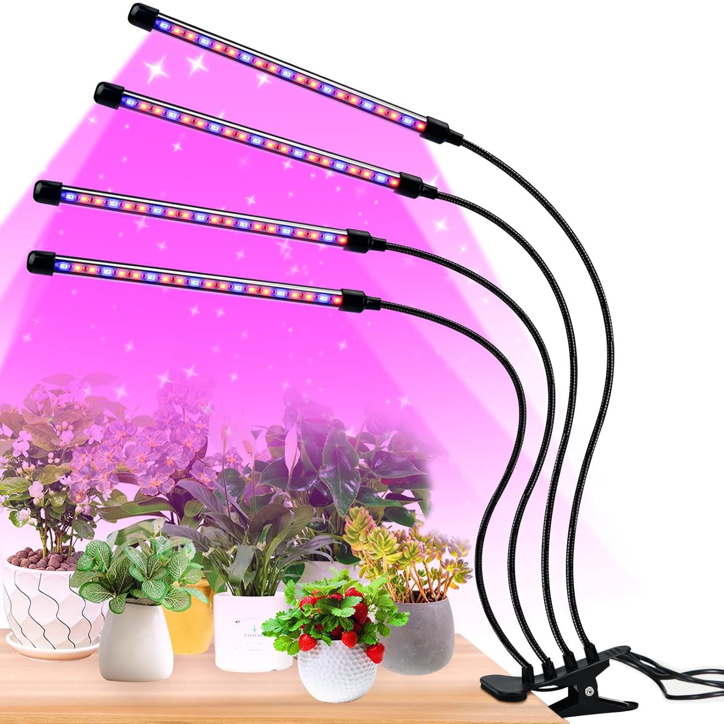 4 Head LED Grow Light for Indoor Plants - Full Spectrum Plant Growing ...