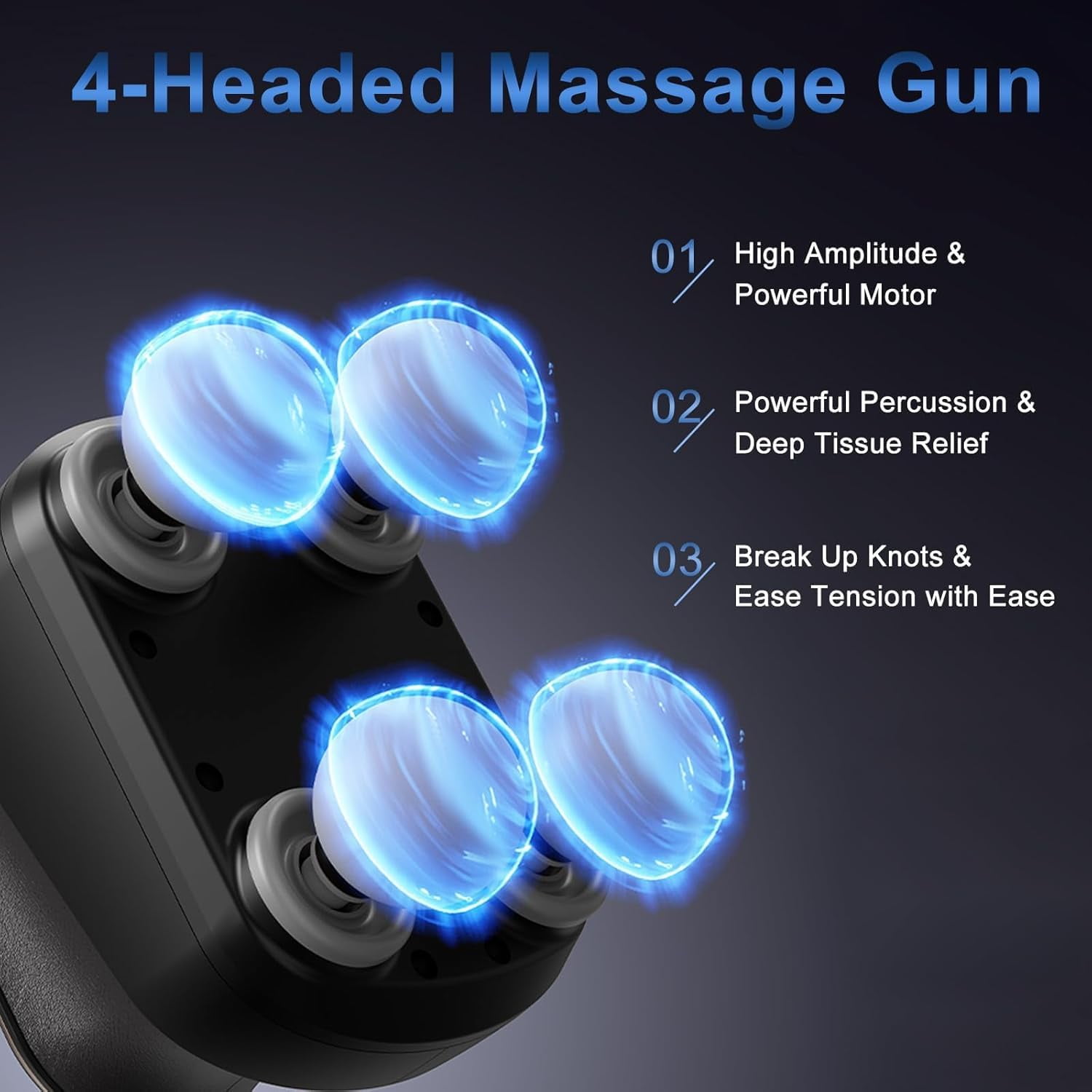 4 Head Massage Gun Deep Tissue, Mini Percussion Muscle Massager for Pain Relief