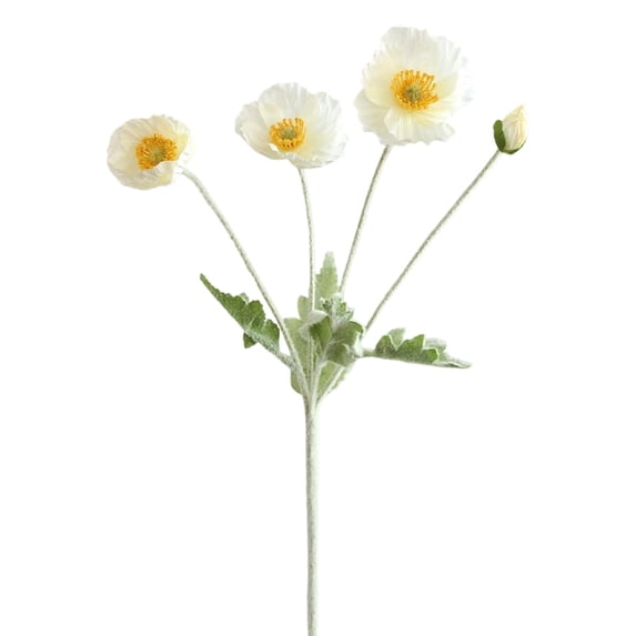 4 Heads Artificial Poppy Flower Stems, Lifelike Touch Silk Fake Flower, Elegant Floral Bouquet for Wedding Party Table Centerpiece Home Decor