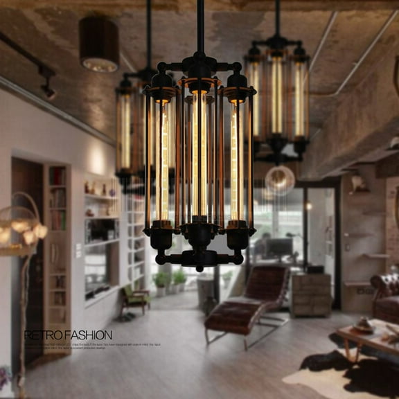 4 Heads Chandelier Vintage Pendant Light Steampunk Style Loft Ceiling Fixture