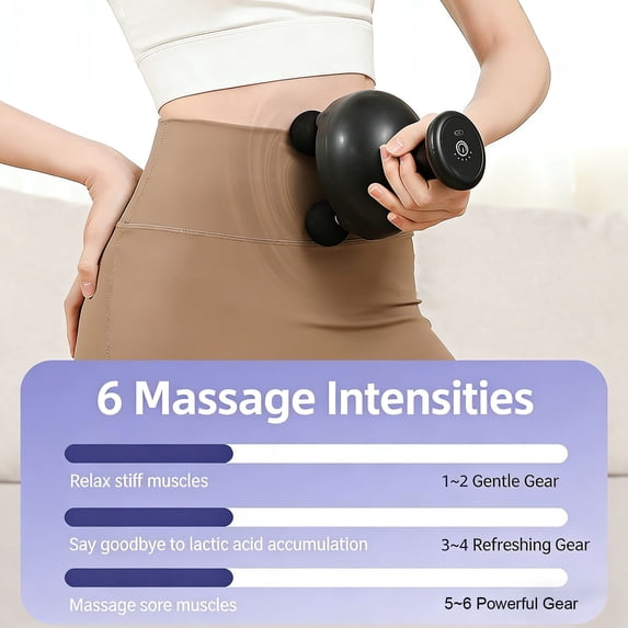 4 Heads Deep Tissue Massager, Handheld Percussion Muscle Massager For Shoulder And Back, Cordless Body Massager With Reverse Thrust Function (Grey)