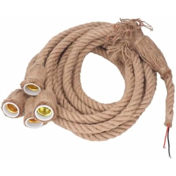 4 Heads Hemp Rope Pendant Light Fixture, 6.5FT E27 E26 DIY Vintage Retro Hanging Ceiling Light for Farmhouse Dining Hall Restaurant Bar 100 to 240V$$Tools & Hardware Other