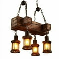 thumbnail image 1 of 4 Heads Rustic Chandelier Wood Industrial Ceiling Lamp Pendant Light Fixture for Home, Bar, Cafe, Restaurant, Hotel, Bookstore, 1 of 7