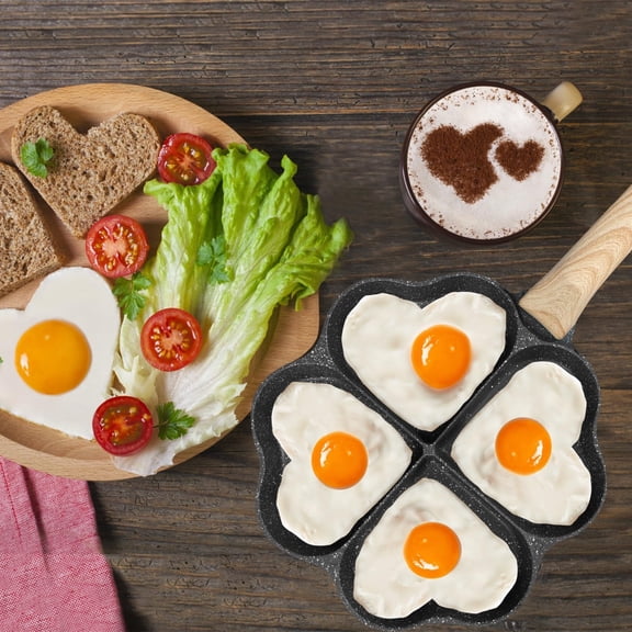 4-Heart Non-Stick Breakfast Pan,4-Cup Granite Coated Egg & Pancake Skillet,13.8"×7.9",1PC