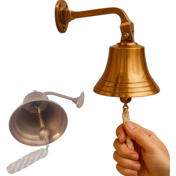 4" Heavy Brass Ship Bell Marine Hanging Bell for Boats, Patios & Outdoor Dcor, Vintage Nautical Style