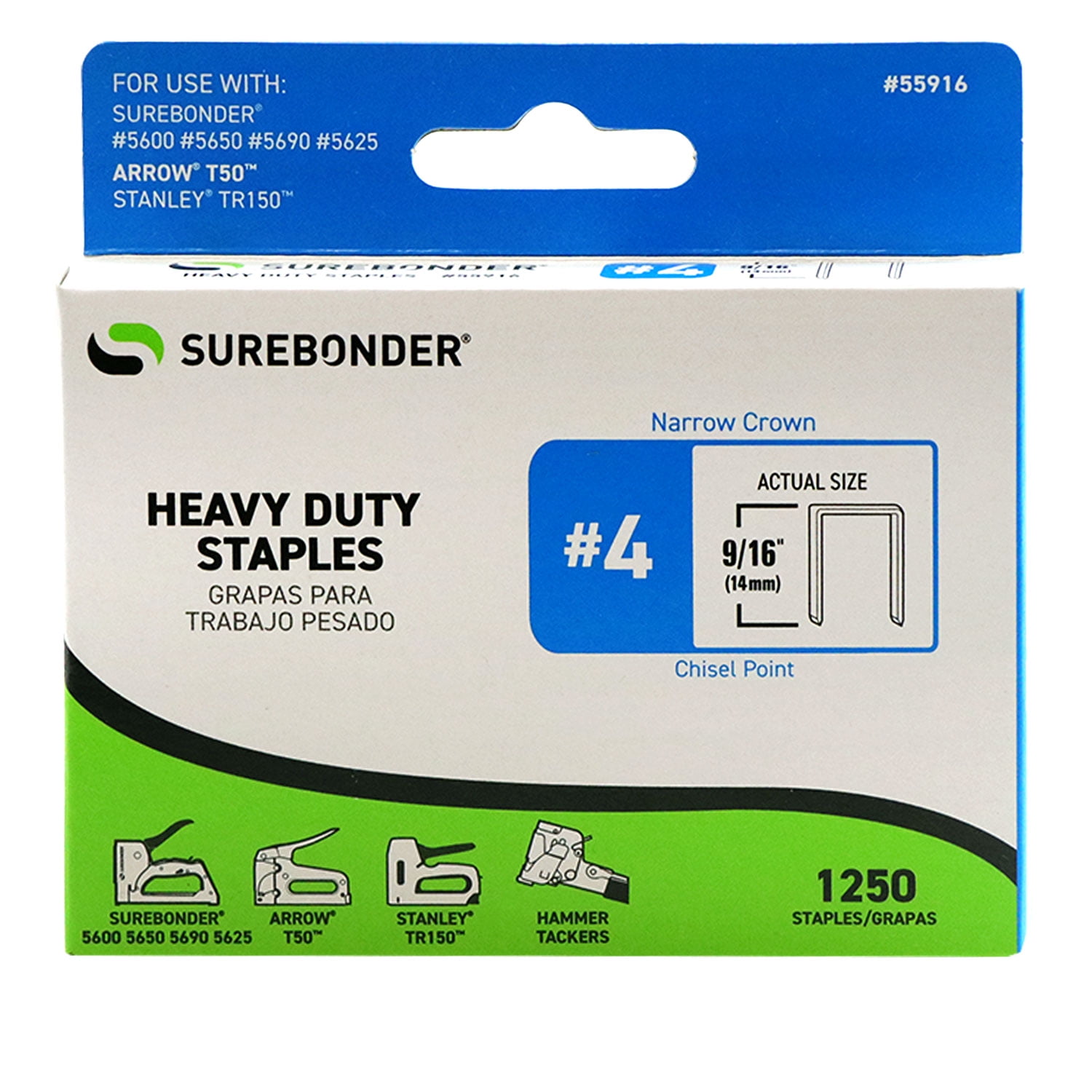 #4 Heavy Duty 9/16" Narrow Crown Staples - 1250 ct.