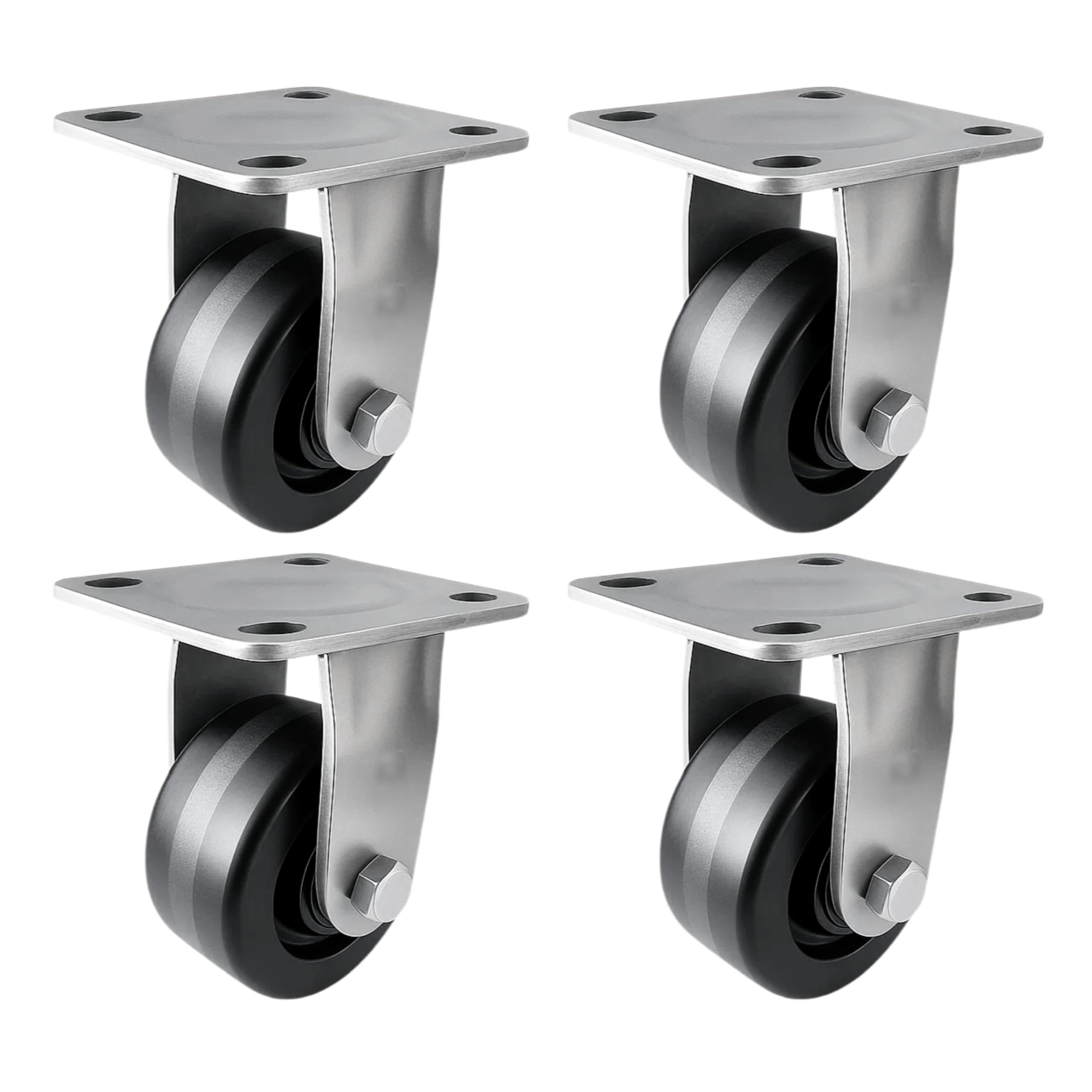 4 Heavy Duty Caster Set 4" Phenolic Wheels - 4 Rigid