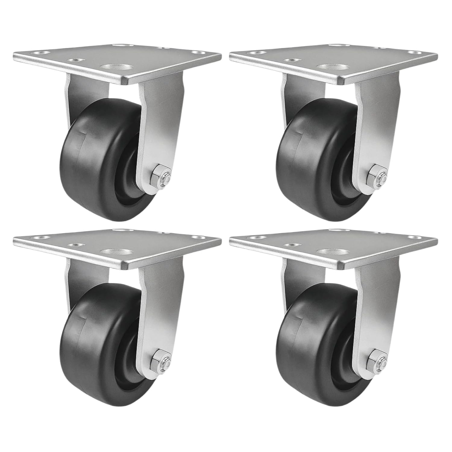 4 Heavy Duty Caster Set 4" Plastic Wheels - 4 Rigid