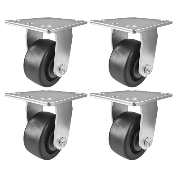 4 Heavy Duty Caster Set 4" Plastic Wheels - 4 Rigid