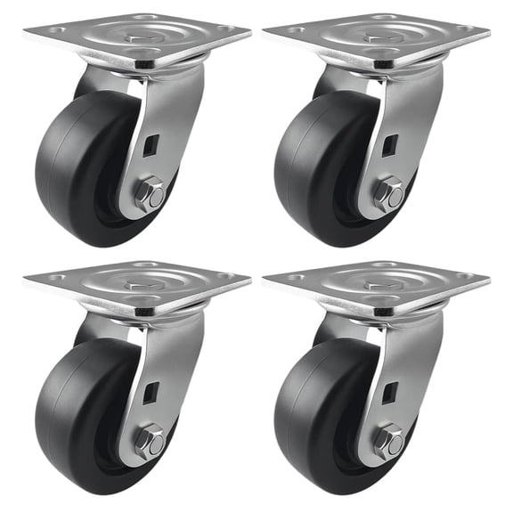 4 Heavy Duty Caster Set 4" Plastic Wheels - 4 Swivel