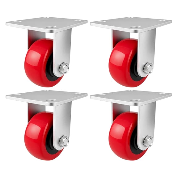 4 Heavy Duty Caster Set 4" Polyurethane on Plastic Wheels - 4 Rigid
