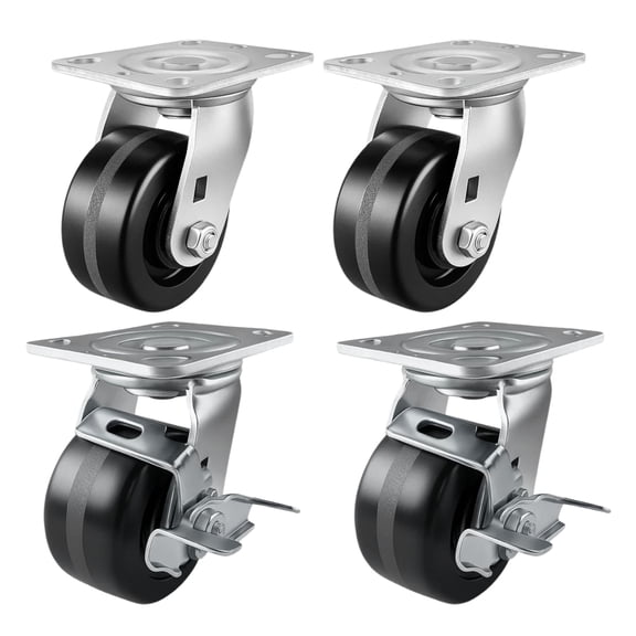 4 Heavy Duty Caster Set 5" Phenolic Wheels - 4 Rigid