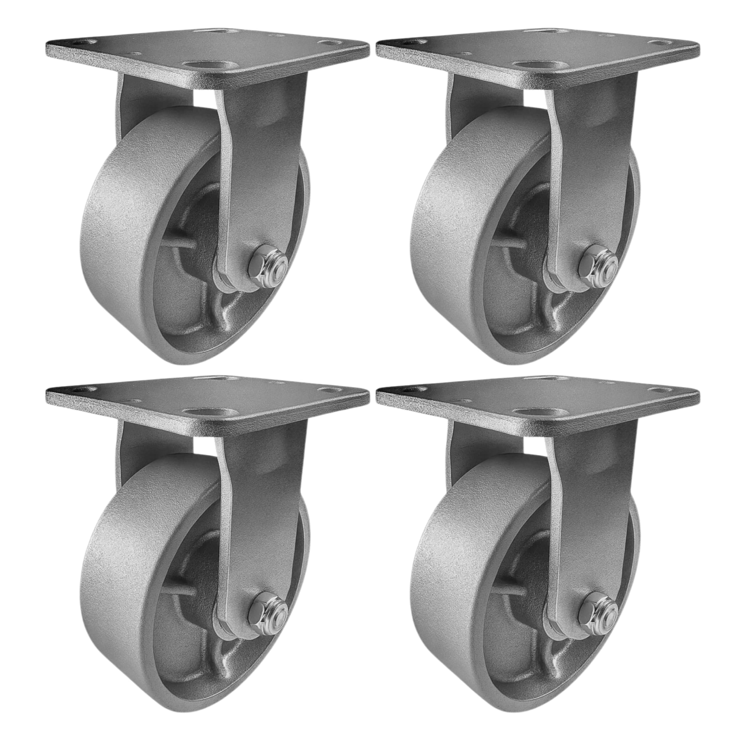 4 Heavy Duty Caster Set 5" Steel Wheels - 4 Rigid