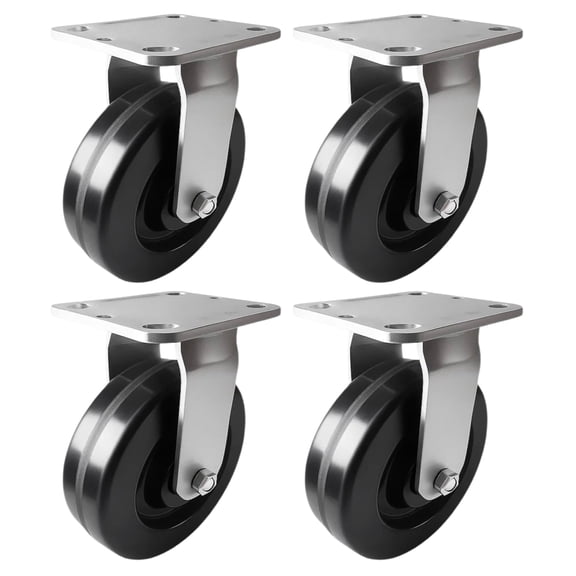 4 Heavy Duty Caster Set 6" Phenolic Wheels - 4 Rigid