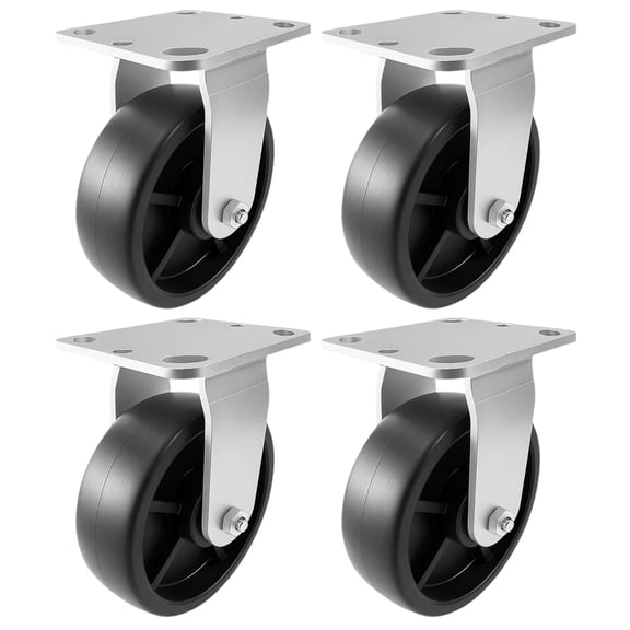 4 Heavy Duty Caster Set 6" Plastic Wheels - 4 Rigid
