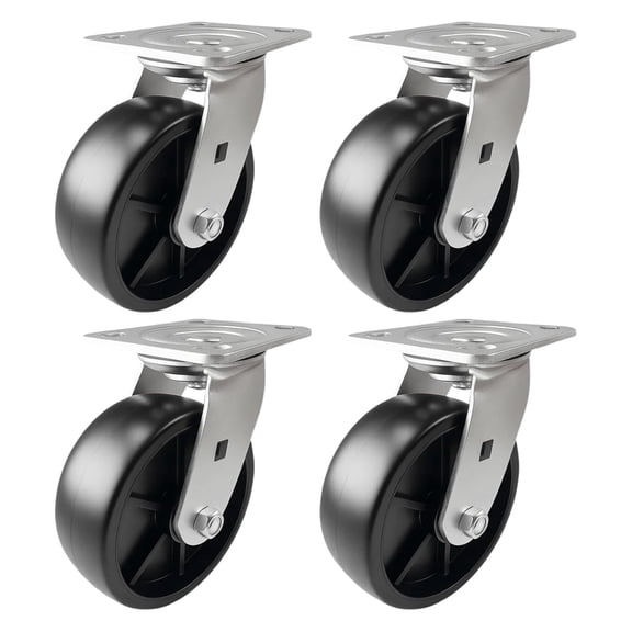 4 Heavy Duty Caster Set 6" Plastic Wheels - 4 Swivel