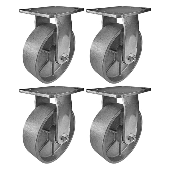 4 Heavy Duty Caster Set 6" Steel Wheels - 4 Rigid