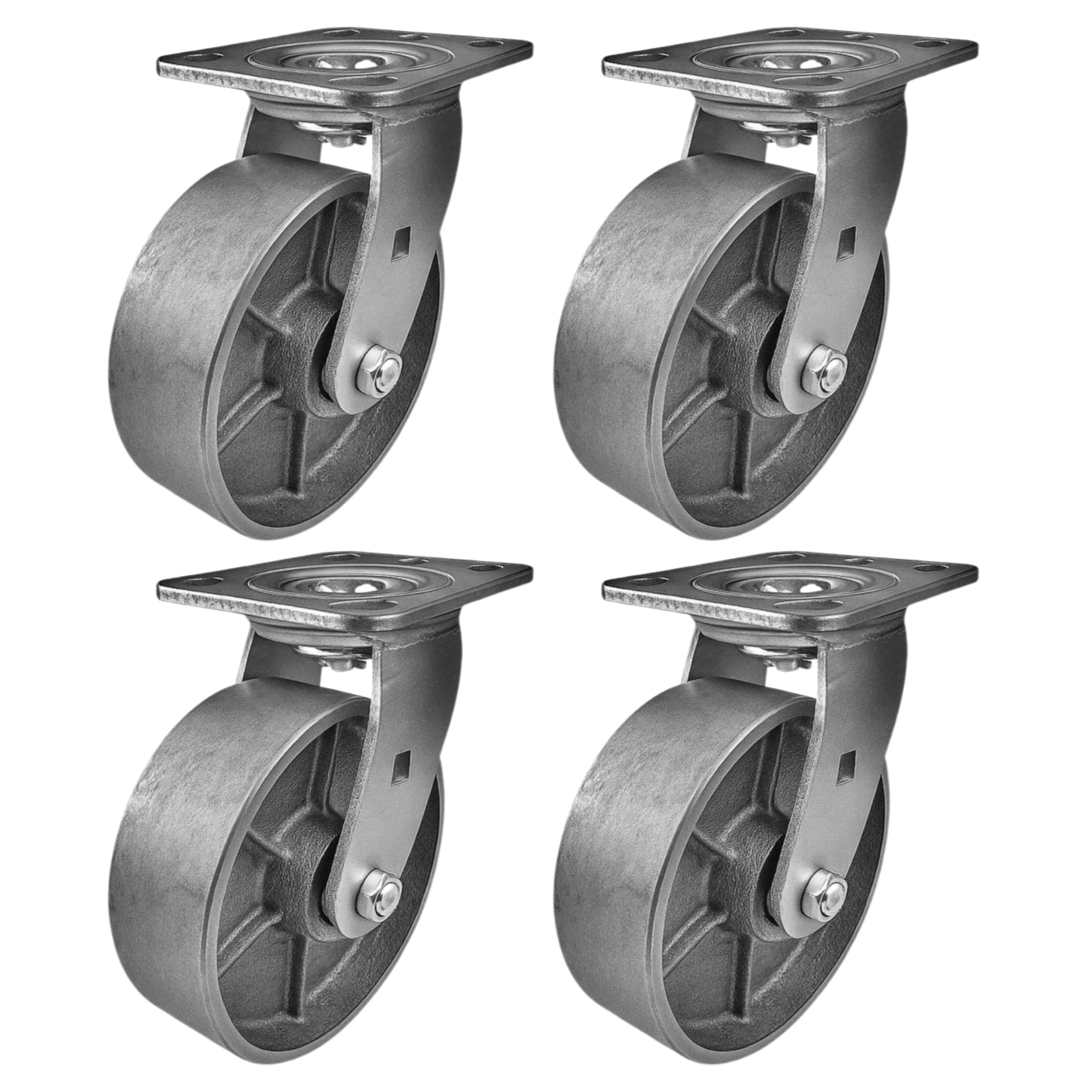 4 Heavy Duty Caster Set 6" Steel Wheels - 4 Swivel