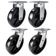 4 Heavy Duty Caster Set 8 Plastic Wheels - 2 Rigid + 2 Swivel