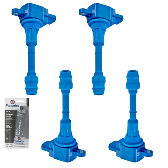 4 High Performance Ignition Coils and Tune Up Grease Compatible with Nissan Altima Sentra UF350