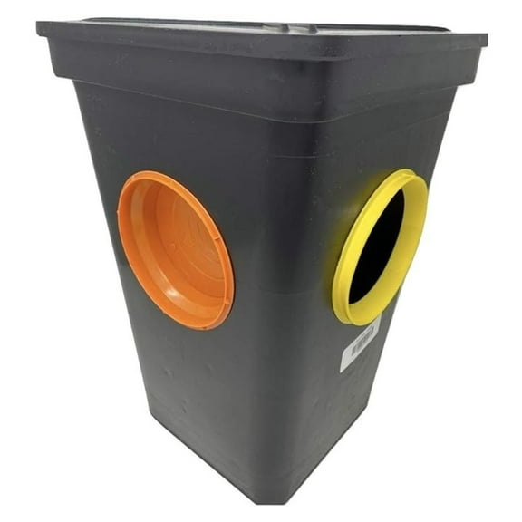 4-Hole Distribution Box with Fittings for 4 Inch Pipe - 4HD2 - 15.5" Tall HDPE Box with Lid - Includes Seals & Plug - Outlet/Inlet Drop - Drainage System Parts