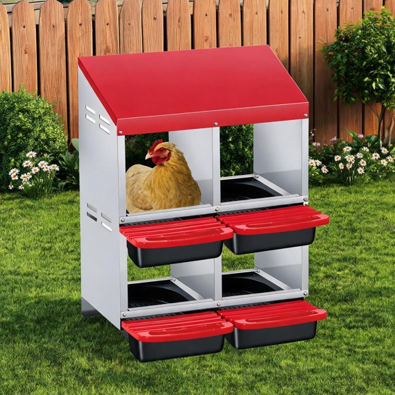 4 Hole Galvanized Steel Egg Laying Boxes, 2 Layer