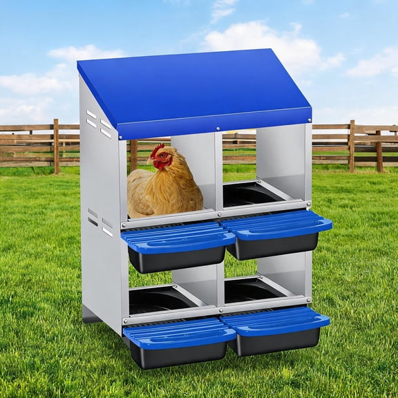 4 Hole Galvanized Steel Egg Laying Boxes, 2 Layer
