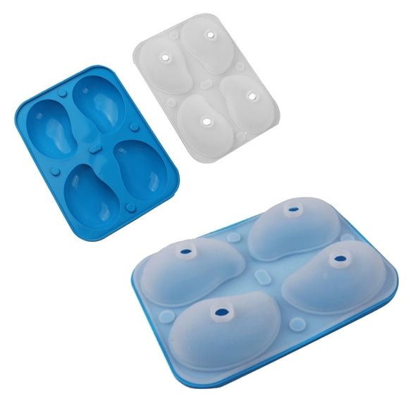4-Hole Mango Shaped Silicone Mold - Multi-Use Baking Mold for Pudding, Jelly, Pastry, Ice Cream & Mousse Cake  Blue 